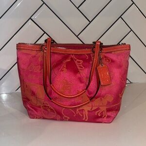 COACH A1067 Pink and Corral Tote